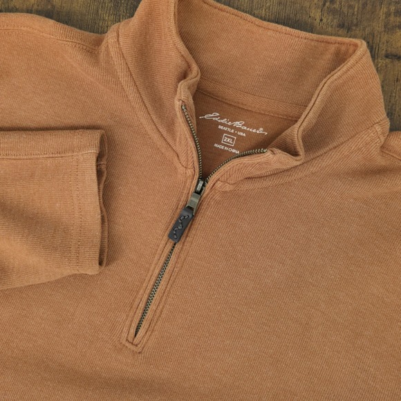 Eddie Bauer Other - Eddie Bauer Men's 1/4 Zip Pullover Sweater Knit Orange Mock‎ Neck Size XXL
